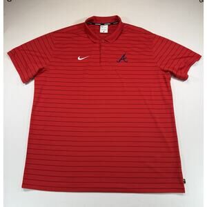 Nike Atlanta Braves Polo Shirt Mens XXL Red Dri-Fit MLB Baseball